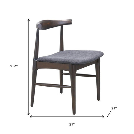 Set of Two Gray and Brown Upholstery Open Back Dining Side Chairs