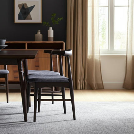 Set of Two Gray and Brown Upholstery Open Back Dining Side Chairs
