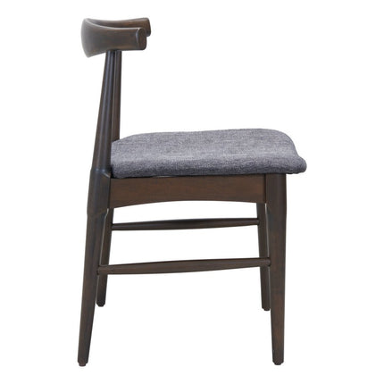 Set of Two Gray and Brown Upholstery Open Back Dining Side Chairs
