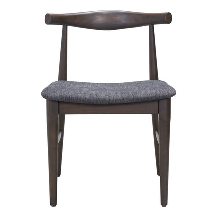Set of Two Gray and Brown Upholstery Open Back Dining Side Chairs