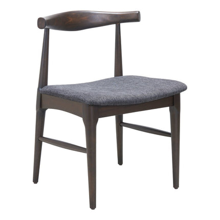 Set of Two Gray and Brown Upholstery Open Back Dining Side Chairs