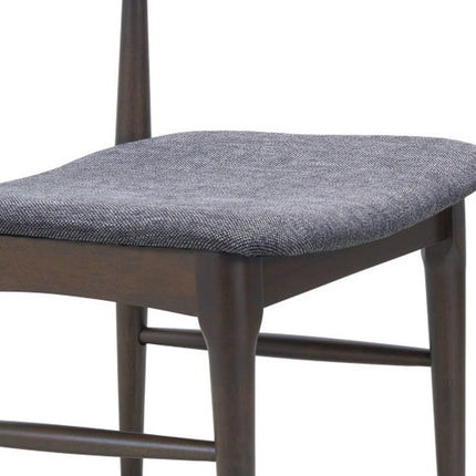 Set of Two Gray and Brown Upholstery Open Back Dining Side Chairs