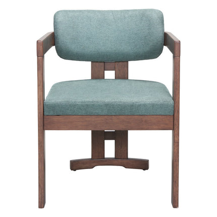 Gray and Brown Upholstery Open Back Dining Arm Chair