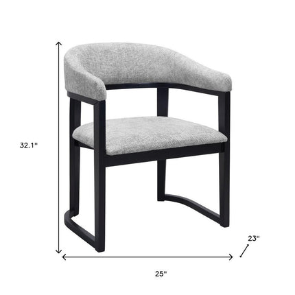 Gray and Black Upholstery Open Back Dining Arm Chair