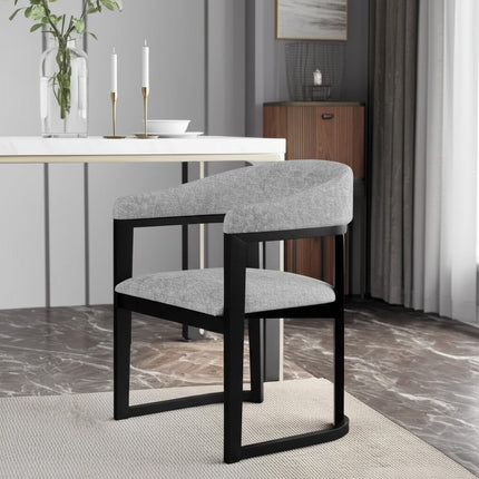 Gray and Black Upholstery Open Back Dining Arm Chair