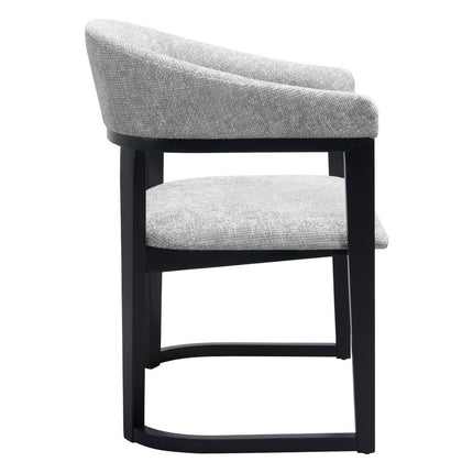 Gray and Black Upholstery Open Back Dining Arm Chair