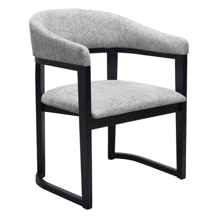 Gray and Black Upholstery Open Back Dining Arm Chair