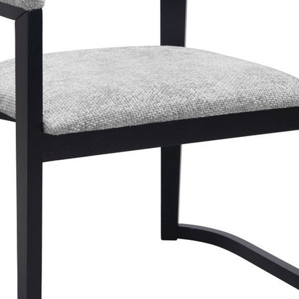 Gray and Black Upholstery Open Back Dining Arm Chair