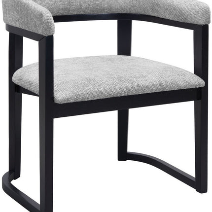 Gray and Black Upholstery Open Back Dining Arm Chair