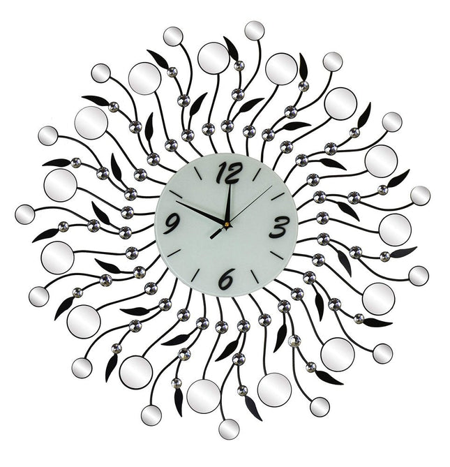 28" Silver Black And White Silent Analog Round Wall Clock HomeRoots