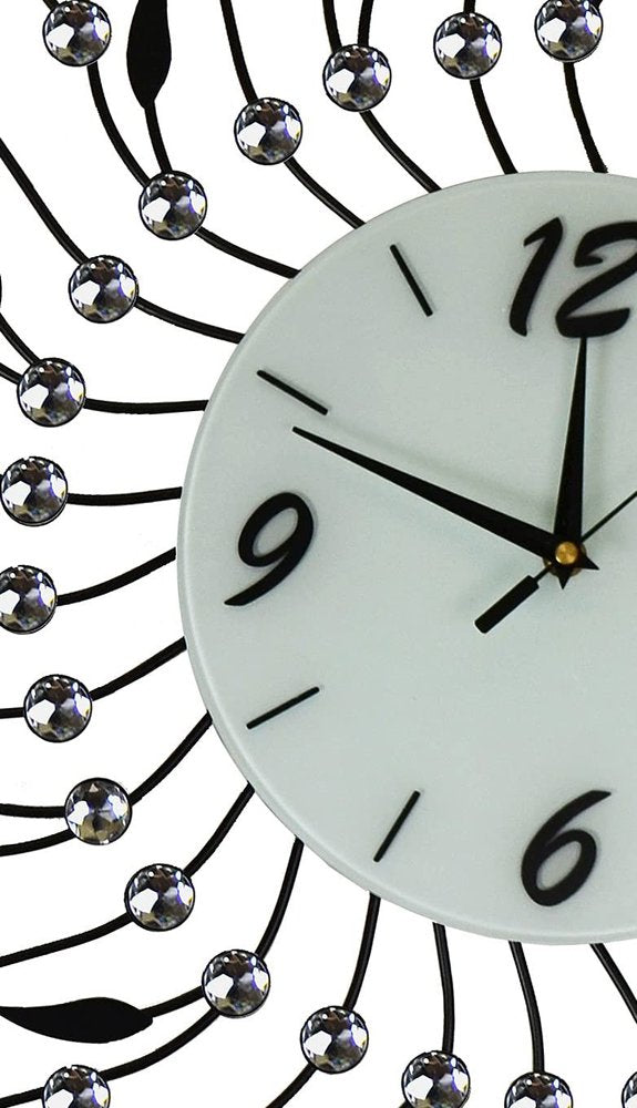 28" Silver Black And White Silent Analog Round Wall Clock HomeRoots