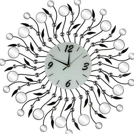28" Silver Black And White Silent Analog Round Wall Clock HomeRoots