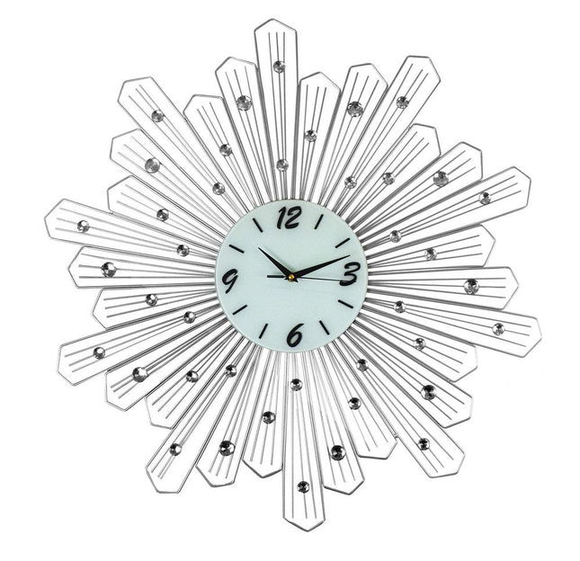 27" Silver And White Silent Analog Novelty Wall Clock HomeRoots