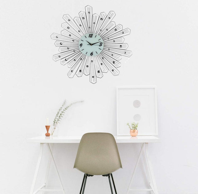27" Silver And White Silent Analog Novelty Wall Clock HomeRoots