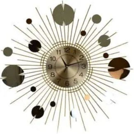 27" Gold Copper And Silver Metal Silent Analog Sunburst Wall Clock HomeRoots