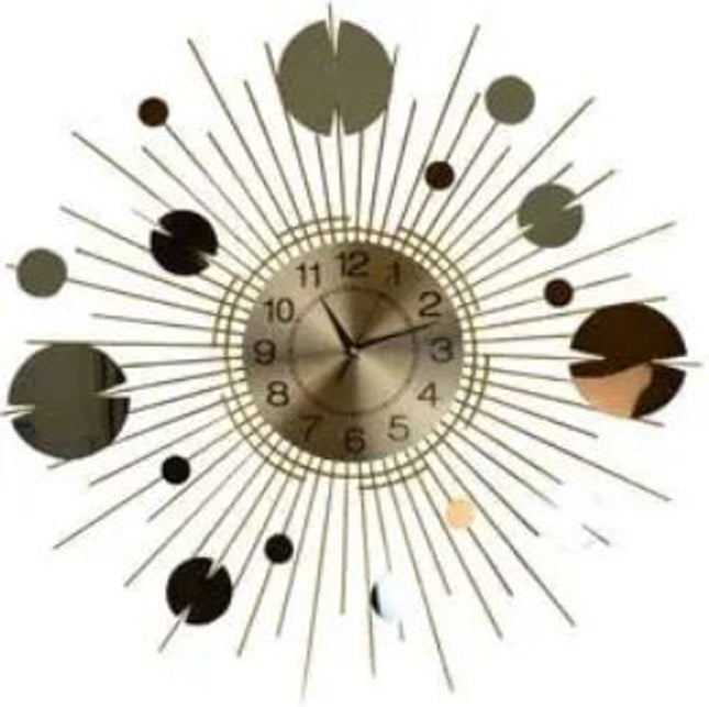 27" Gold Copper And Silver Silent Analog Sunburst Wall Clock HomeRoots