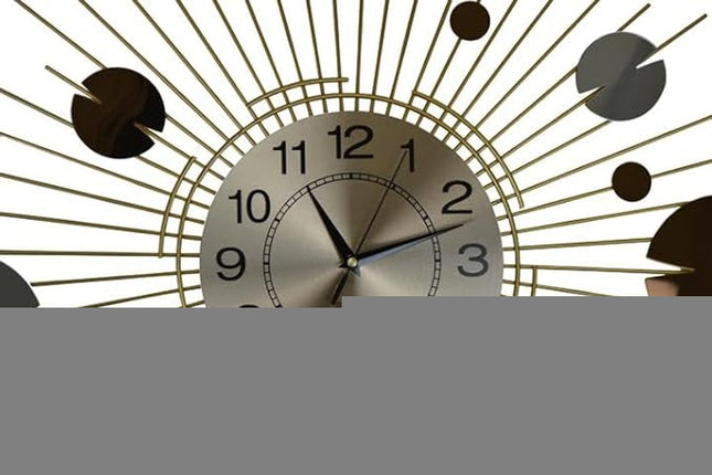 27" Gold Copper And Silver Metal Silent Analog Sunburst Wall Clock HomeRoots