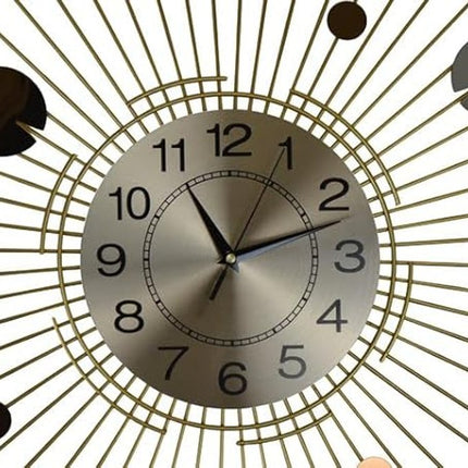 27" Gold Copper And Silver Metal Silent Analog Sunburst Wall Clock HomeRoots