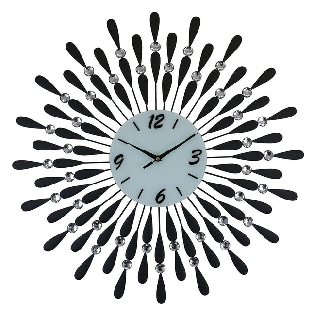 24" Black White And Silver Silent Analog Starburst Wall Clock HomeRoots