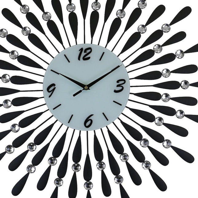 24" Black White And Silver Silent Analog Starburst Wall Clock HomeRoots
