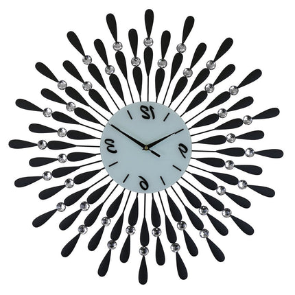 24" Black White And Silver Silent Analog Starburst Wall Clock HomeRoots