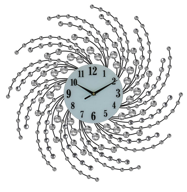24" Silver And White Metal Silent Analog Novelty Wall Clock HomeRoots