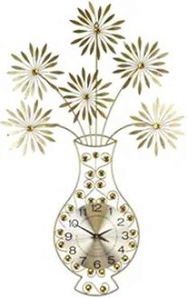 24" Gold Orange And Black Silent Analog Novelty Wall Clock HomeRoots