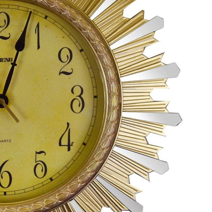 18" Gold And Silver Resin Silent Analog Sunburst Wall Clock HomeRoots