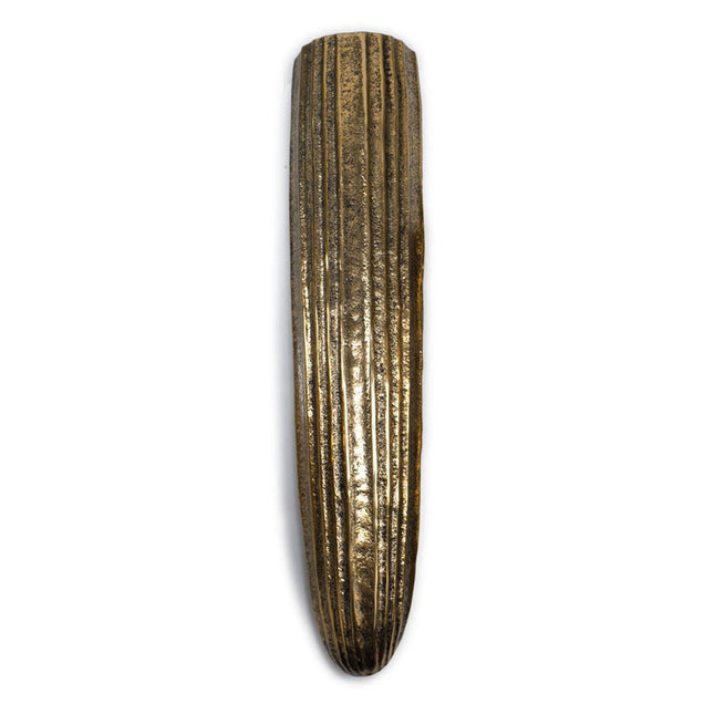 18" Antiqued Gold Ribbed Aluminum Wall Vase HomeRoots