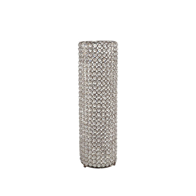 21" Clear And Silver Faux Crystal And Metal Table Vase HomeRoots
