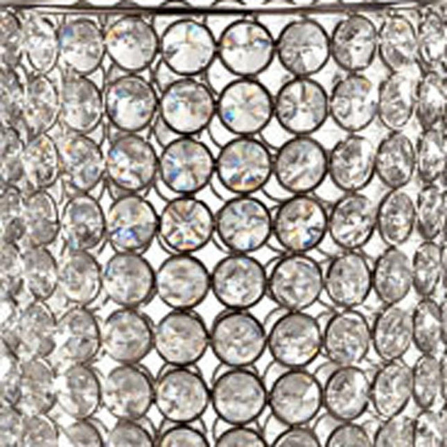 21" Clear And Silver Faux Crystal And Metal Table Vase