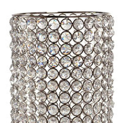21" Clear And Silver Faux Crystal And Metal Table Vase HomeRoots