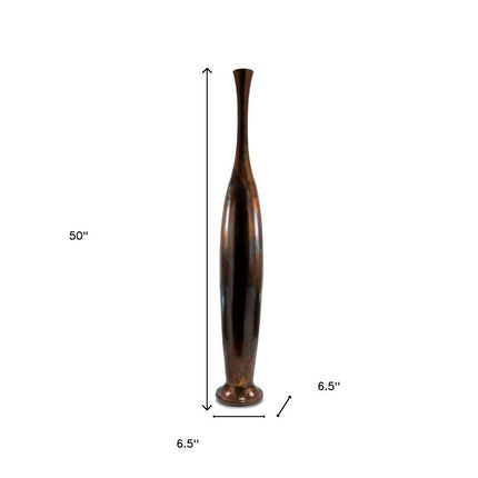 50" Burnished Brown Aluminum Floor Vase HomeRoots