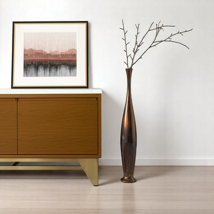 50" Burnished Brown Aluminum Floor Vase HomeRoots