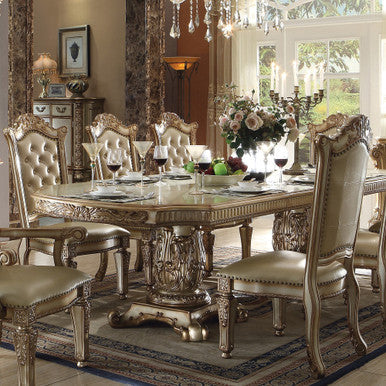 ACME 63000 Vendome Dining Table with Double Pedestal, Gold Patina & Bone (1Set/3Ctn) ACME Furniture