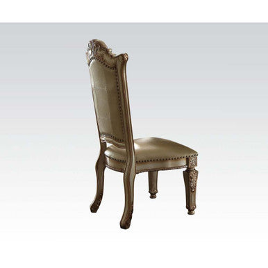 ACME 63003 Vendome Side Chair (Set-2), Bone PU & Gold Patina ACME Furniture