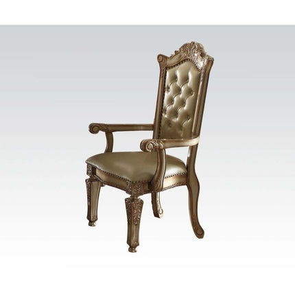 ACME 63004 Vendome Arm Chair (Set-2), Bone PU & Gold Patina