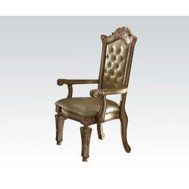 ACME 63004 Vendome Arm Chair (Set-2), Bone PU & Gold Patina ACME Furniture