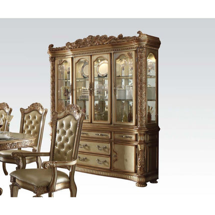 ACME 63005 Vendome Hutch & Buffet, Gold Patina & Bone (1Set/2Ctn)