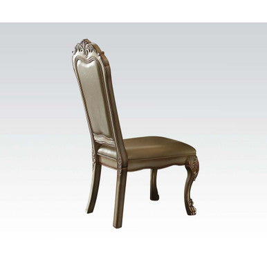 ACME 63153 Dresden Side Chair (Set-2), Bone PU, Fabric & Gold Patina ACME Furniture