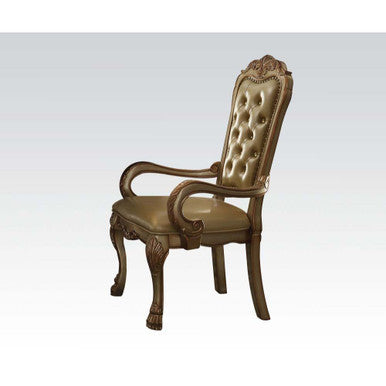 ACME 63154 Dresden Arm Chair (Set-2), Bone PU & Gold Patina ACME Furniture