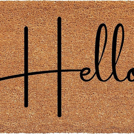 24" X 36" Natural And Black Mod Hello Outdoor Coir Door Mat HomeRoots