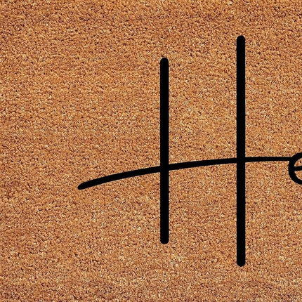 24" X 36" Natural And Black Mod Hello Outdoor Coir Door Mat HomeRoots