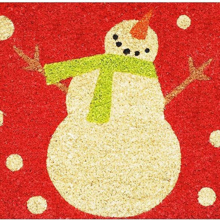 24" X 36" Red And White Coir Snowman Outdoor Christmas Door Mat HomeRoots