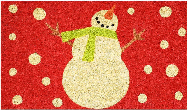 24" X 36" Red And White Coir Snowman Outdoor Christmas Door Mat HomeRoots