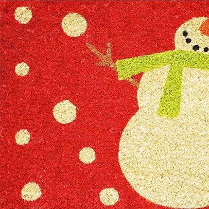 24" X 36" Red And White Coir Snowman Outdoor Christmas Door Mat HomeRoots