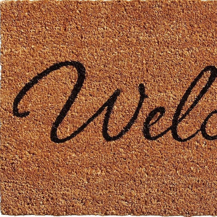24" X 36" Natural And Black Owl Welcome Outdoor Coir Door Mat HomeRoots
