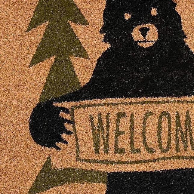 24" X 36" Natural And Black Coir Bear Outdoor Door Mat HomeRoots