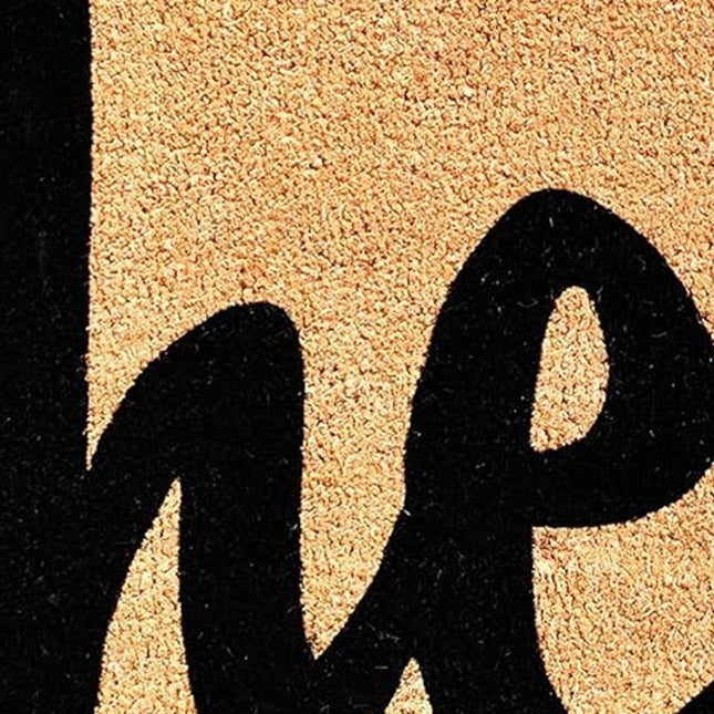 24" X 36" Natural And Black Bold Hello Outdoor Coir Door Mat HomeRoots