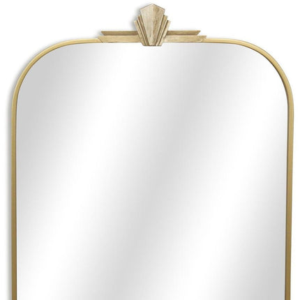 31" Gold Metal Art Deco Arch Accent Mirror HomeRoots